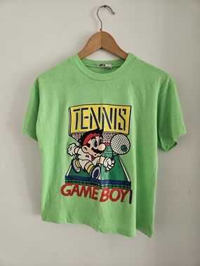 Vintage Nintendo Gameboy Shirt Youth Large Tennis Mario 1990
